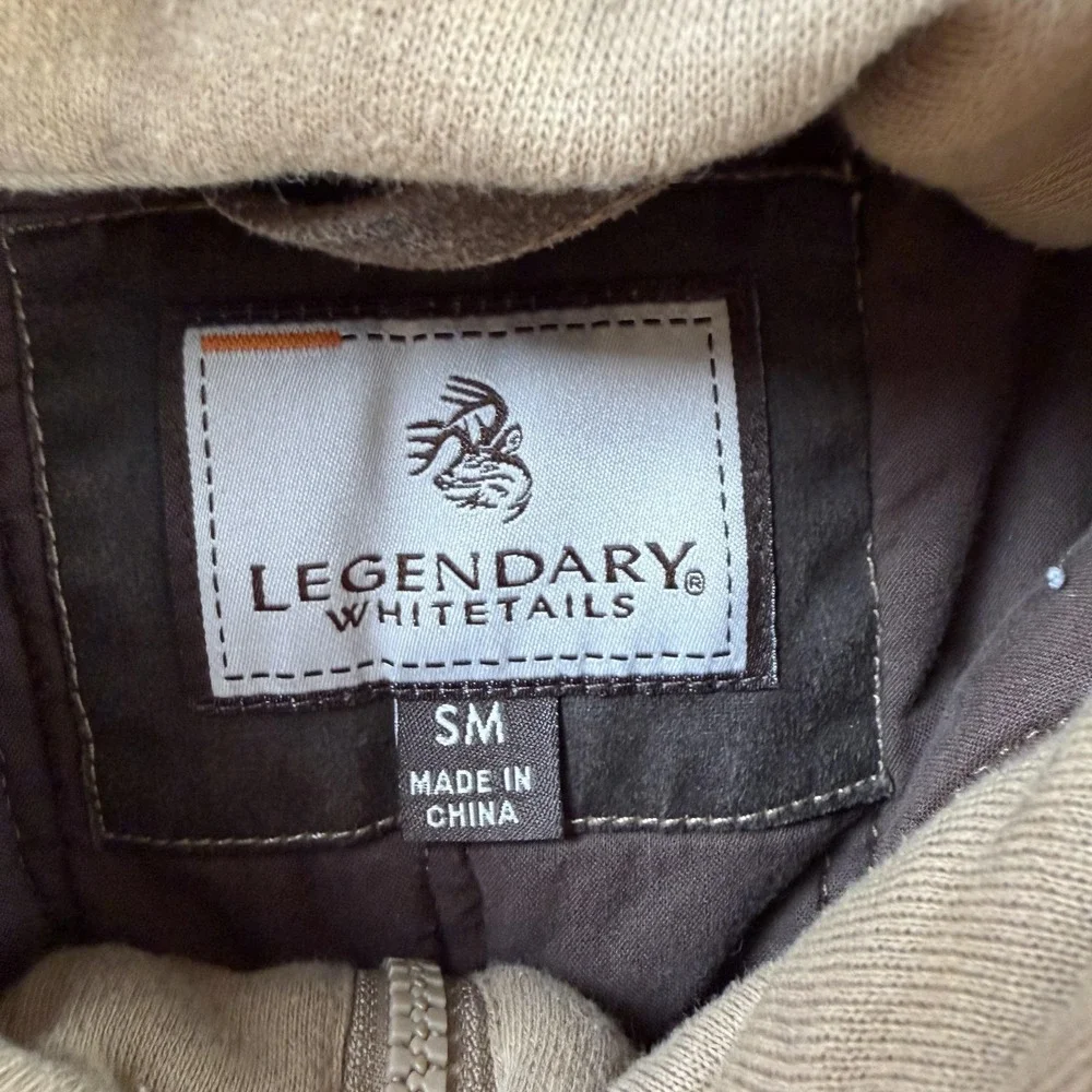 Legendary Whitetails Jacket Mens Small Brown Canvas Hooded Insulated Parka Lined